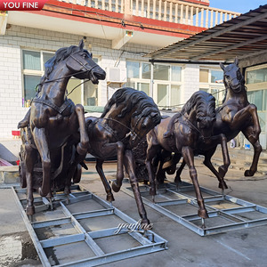 Statue de chariot en bronze grandeur nature pour jardin extérieur, sculpture de cheval - Product Image 4