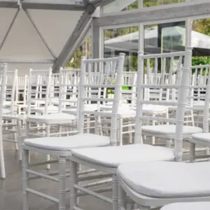 PP Plastic White Color Stackable hold Wedding Ceremony Banquet Event Dining Rental Tiffany Chiavari Chair