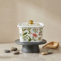 Grand bol carré en métal émaillé Luhong avec couvercle, design classique, utilisation domestique, écologique, résistant à la chaleur, compatible four, facile à nettoyer