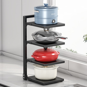 Sea Shark Kitchen Pot Rack Multi Layer Adjustable Countertop Storage Rack Steel Modern Minimalist Style - Product Image 1