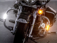 Chrome/ Black Motorcycle Highway Bar Switchback Luz de señal de giro LED ámbar blanco para barras de choque para modelos Harley Touring