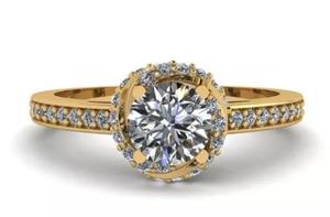 แหวนหมั้นเพชรทองคำ 22K สุดหรูสำหรับผู้หญิง ดีไซน์วงแหวนแบบ Halo สง่างาม ของขวัญเครื่องประดับชั้นดีสำหรับวันครบรอบแต่งงาน - Product Image 3