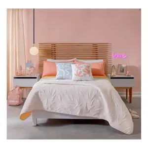 Ensemble de housse de couette Marla Mustard King Size en coton matelassé 4 pièces, literie pour la maison, couleur blanc Vianney jaune - Product Image 5