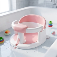 Chaise de bain antidérapante pour bébé, siège de douche pour nourrissons avec barre de sécurité avant et ventouses puissantes, matériau PP+TPR, 0-18 mois