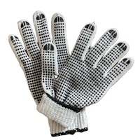 Gants pointillés de travail tricotés en coton bleu/noir/orange gants de sécurité gants de main à pois en PVC