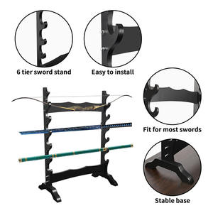 Support d'épée à 6 niveaux support de sol multicouche support en bois support de sol grand affichage pour <span class=keywords><strong>Katana</strong></span> samouraï - Product Image 2