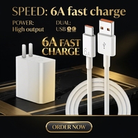 Adaptor Pengisi Daya Cepat 66W 100W 120W USB-C Tipe-C Set Pengisian Daya dengan Kabel Data untuk Mate 60 70 P50 P40 Honor