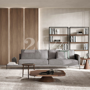 Sofá de cuero completo minimalista italiano, sofá con respaldo curvo para sala de estar, oficina y hotel - Product Image 2