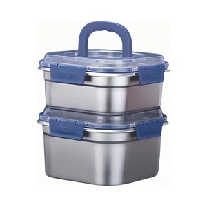 Microwave Safe Stainless Steel Bento <b>Box</b> Leak-Proof Square Tiffin <b>Lunch</b> <b>Box</b> <b>School</b> Newborns Metal <b>Lunch</b> <b>Box</b> Kids with Handle - Product Image 1