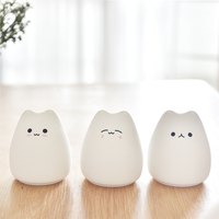 Veilleuse pour enfants en forme de chat, en silicone, à changement de couleur, tactile, LED RGB, pour chevet et table, mini lampe de chambre pour bébé et enfant