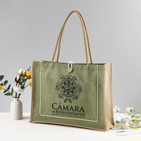 Sac fourre-tout en toile de jute naturelle noire et jaune imperméable de haute qualité, avec logo imprimé, pour femme