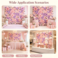 Panneaux muraux de fleurs artificielles roses, blanches et hortensias, réutilisables, imperméables, détachables, toile de fond florale moderne/romantique pour la décoration