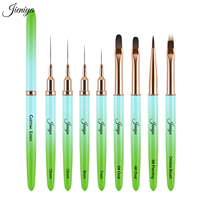 Pinceaux de nail art de haute qualité avec manche métallique couleur dégradée, pour liner, French, ovale, effet pétale ombré, dessin de dentelle et peinture thérapeutique