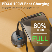 Pengisi Daya Mobil 3 in 1 Metal PD 130W PPS 100W QC 30W USB Tipe C dengan Lampu LED untuk Pengisian Cepat Laptop, Ponsel, dan Mobil untuk Iphone15 Android