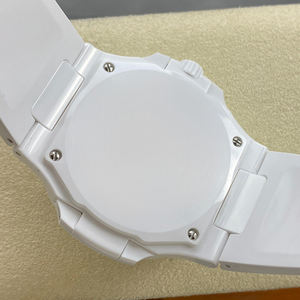 Reloj de Pulsera de Cerámica Blanca Unisex de Lujo 2026, Caja Octogonal, Esfera con Rayas Marrones, Movimiento Automático, Visualización de Fecha, Reloj de Moda - Product Image 4