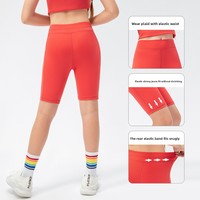 Pantalon de danse très élastique pour filles, short de yoga et de course respirant pour enfants, taille élastique, en Spandex/Nylon, motif uni 1