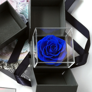 Boîte de rangement en fleurs rouges réelles préservées faites à la main en gros pour la Saint-Valentin, cadeau d'anniversaire, roses éternelles, boîte à bijoux - Product Image 4