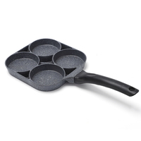Poêle à frire à fond plat pour petit-déjeuner, idéale pour les œufs et les hamburgers, en aluminium, avec 4 trous, pour la cuisson – Offre Spéciale