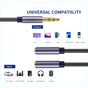 Divisor de Auriculares, Cable de Extensión con Trenzado de Nailon, Divisor de Audio Estéreo en Y, Conector Macho de 3.5mm <span class=keywords><strong>a</strong></span> 2 Puertos <span class=keywords><strong>Hembra</strong></span> de 3.5mm - Product Image 4