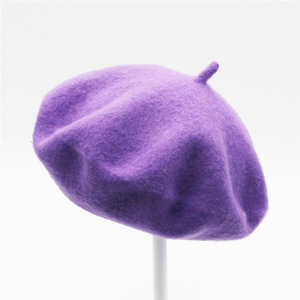 Berets-Ea100 mode uni teint rouge jaune bleu femmes laine Logo personnalisé <span class=keywords><strong>béret</strong></span> chapeau, 100% mélange couleur bonne qualité bérets solides - Product Image 3
