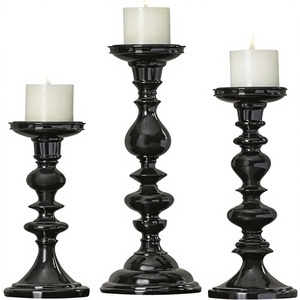 Nordic Gold Candlestick <b>Holder</b> Set of 3 Clear <b>Glass</b> Cylinder <b>Hurricane</b> Lantern Living Room Table Decor - Product Image 2