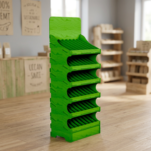 Top espositore in legno verde produzione EUROSUD CATALDI Made in Italy betulla altezza 175 cm per negozi e supermercati - Product Image 3