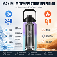 Bouteille isotherme sous vide en acier inoxydable 304 de 2000 ml (64 oz) avec logo personnalisé, poignée, revêtement en poudre dégradé, conforme FDA, cadeaux d'affaires
