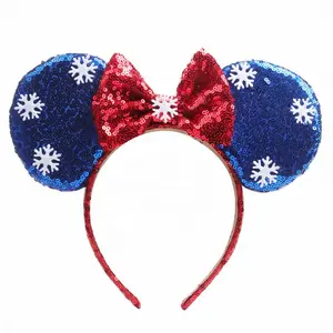 Mode Mickey Minnie Ears Headband Hairband Anak Payet Busur Perempuan Aksesoris Rambut Bintang Mouse Telinga Pesta 1Pc/Tas Opp