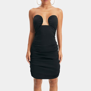 Robe <span class=keywords><strong>de</strong></span> soirée boutonnée vestidos costume élégant <span class=keywords><strong>blanc</strong></span> 100% coton sans manches col en V tenue décontractée - Product Image 5