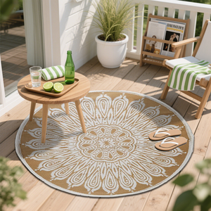 Reversible Bohemian Mandala Alfombra redonda para exteriores Alfombra <span class=keywords><strong>de</strong></span> patio para decoración <span class=keywords><strong>de</strong></span> jardín Alfombras y juegos - Product Image 5