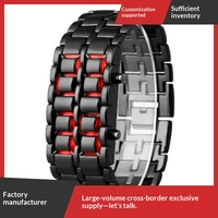Jam Tangan Elektronik Anak Terlaris Smart Alloy Lava Stainless Steel Band LED Blue Light Chronograph Night Light