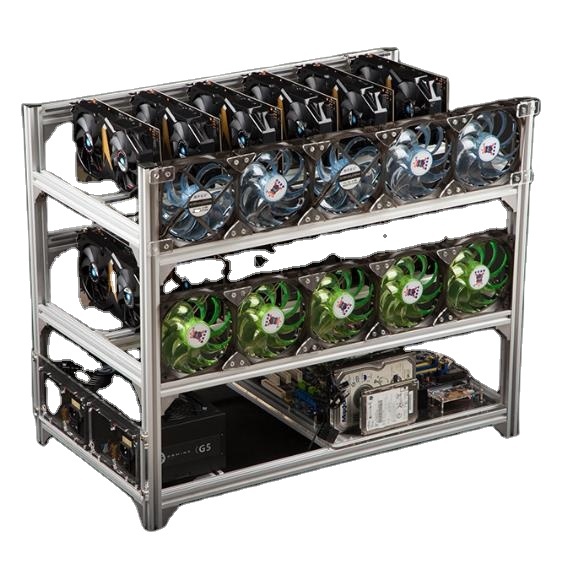 2 Layer 12 GPU Aluminum Stackable Open Air Frame Rig Case
