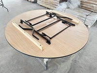 Table pliante de banquet rectangulaire ronde en contreplaqué de bois 48 * 30ft
