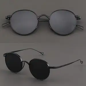 Gafas De Sol redondas Retro para hombre, lentes De Sol polarizadas De titanio 100%, a la moda, para adultos, nuevas
