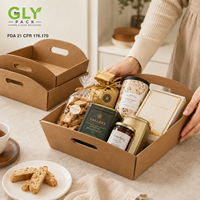 Panier cadeau vide en papier kraft avec poignées pour café, thé, collations, aliments gourmands, cadeaux de fêtes, vente en gros