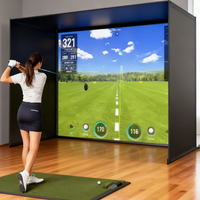 Cage de golf portable 2,65x2,65m avec écran anti-impact HD et filet de retour pour simulateur d'entraînement en intérieur et en extérieur