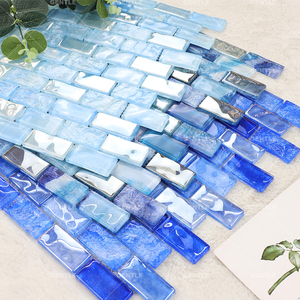 Tessere di mosaico di vetro ad alta trasparenza per piscina con piastrelle di cristallo dipinto a mano verde oceano - Product Image 3
