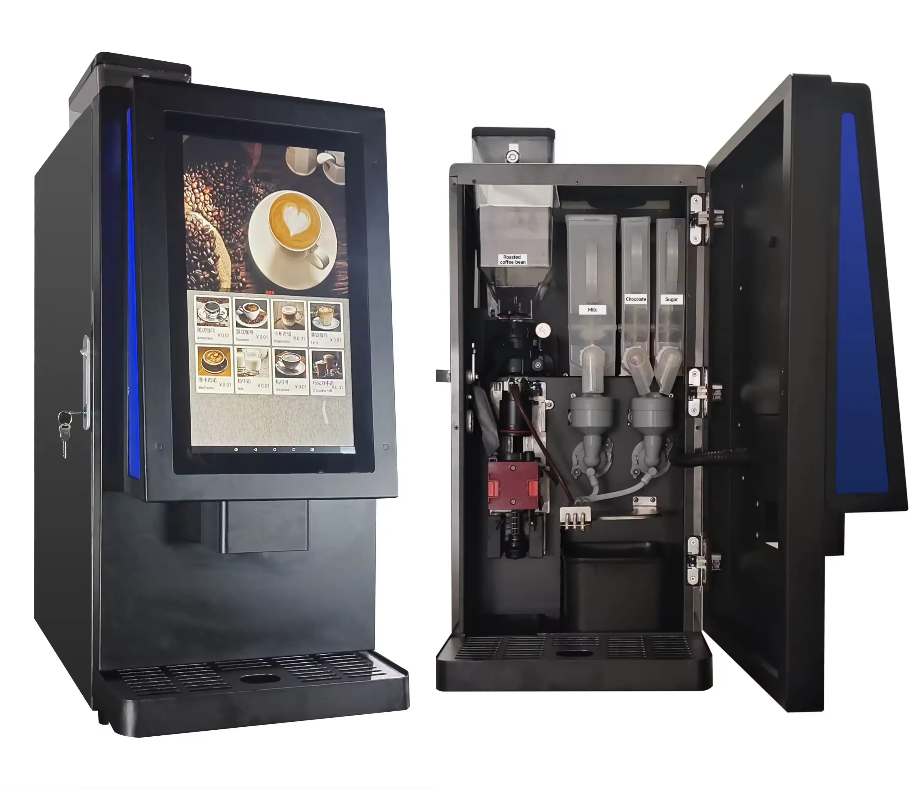 Máquina Expendedora de cafetera eléctrica de acero inoxidable Espresso inteligente comercial completamente automática