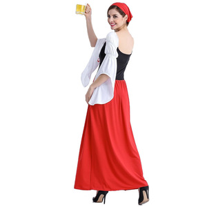 Women's <b>Beer</b> Festival Dress Red Long Maid Style Ethnic Fancy Costume Adult Size Polyester Fiber - Product Image 3