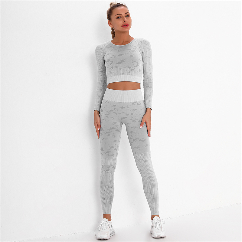 Fashion Modern Breathable Workout Clothing Women Active Wear Yoga Set 4 colors Long sleeve