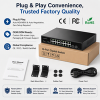 Commutateur réseau multi-Gigabit 16 ports 2,5 Gbit/s avec 2 emplacements SFP+ 10 Gbit/s, boîtier métallique 1U pour NAS, point d'accès Wi-Fi 6 et PC