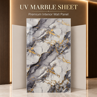 Panneau mural en PVC MORLENX gris, blanc et or, effet marbre craquelé UV, pour la décoration des halls d'hôtel et des murs décoratifs