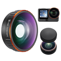 Objectif grand angle K&F Concept pour DJI Osmo Action 4/5 Pro/6 à visser 185 °   Verre optique multicouche à champ de vision étendu et couvercle en silicone