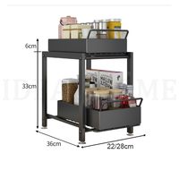 Étagère de rangement sous évier en métal sur mesure pour cuisine, double niveau, autoportante, avec conception détachable pour vaisselle