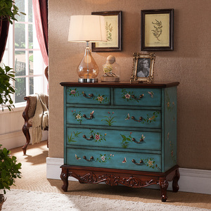 Mobile Laterale <span class=keywords><strong>di</strong></span> Lusso Moderno in Stile Europeo con Pannello in Legno, Cassetto, Disegno Colorato e Intaglio Decorativo per Soggiorno o Ingresso - Product Image 1