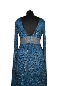 Elegante Vestido de Noche Azul Marino para Mujer, Ropa de Fiesta con Adornos de Lentejuelas, Diseño Largo y Fluido, para Eventos Formales y Bodas - Product Image 6