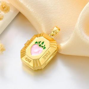 Pendentifs <span class=keywords><strong>photo</strong></span> ouvrables octogonaux HD428 Shield, en laiton plaqué or 18 carats, avec émail coloré en forme de cœur, bijoux - Product Image 3