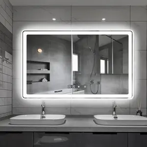 Specchio da parete per bagno illuminato a LED intelligente retroilluminato con Touch Screen rettangolare per Hotel di fabbrica