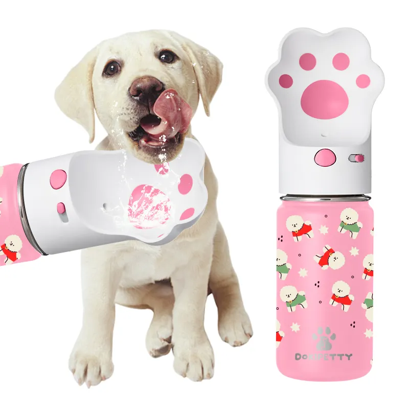 Auslaufsichere Haustierflasche 14 Unzen Reisen im Freien Hundlaufen Edelstahl-Versorgungsbox Wassertasse mit Verschlussdeckel