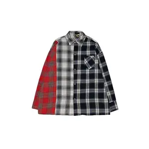 Hochwertige Herbst/Winter Herren lässig farb blockierende Kontrast farbe lose Hip Hop schöne Langarm Plaid Shirt